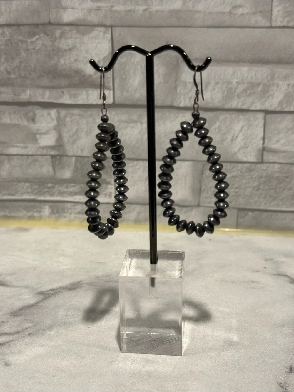 Authentic Navajo Pearl - Teardrop Hoop Earrings